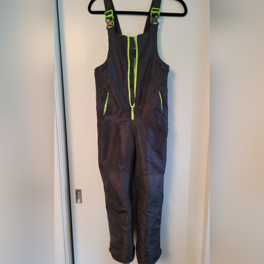 Champion Kids Overall Snow Bib in Black with Neon Green Accents